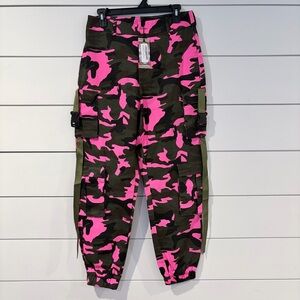 boohoo Pink Camo Cargo Trousers Pants Statement Streetwear Y2K Pants 8 Urban NWT